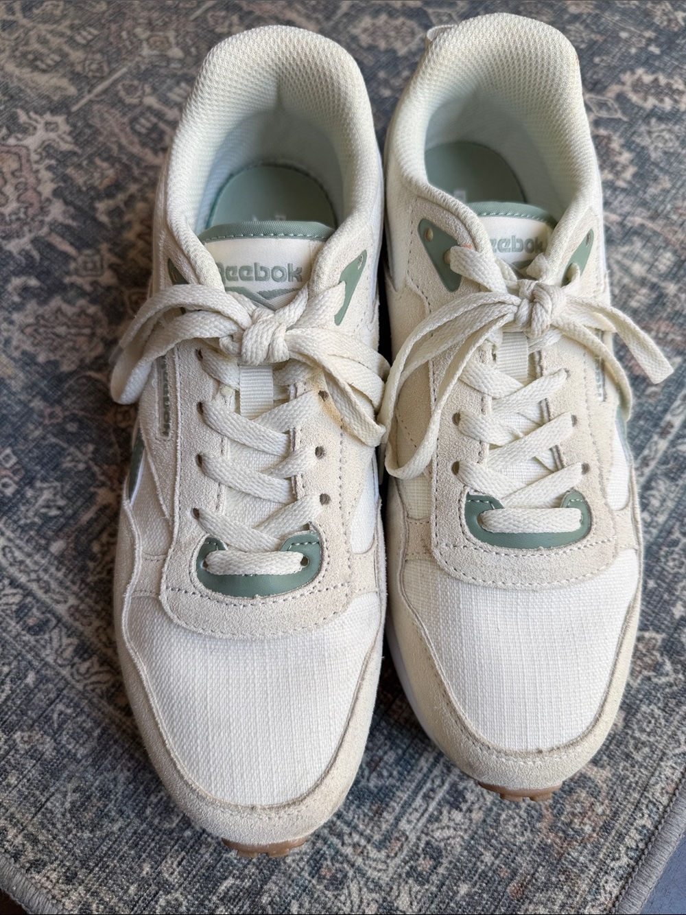 Reebok Women’s  Cream and Sage Retro Runner Sneakers